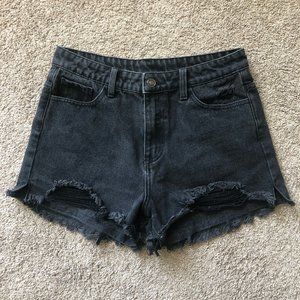 black denim high waisted shorts